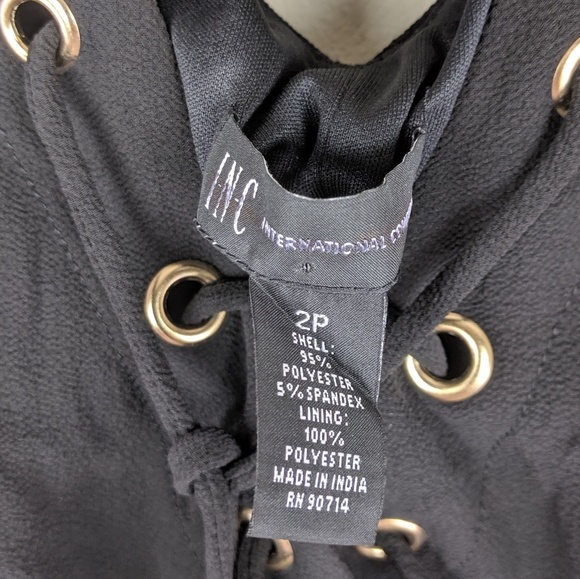 INC | Black Gold Lace Up Dress-H9 - Picture 5 of 5